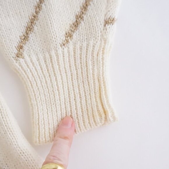 Vintage Cervelle Cream Gold Embroidered Beach Theme Button Up Knit Cardigan Xl - Picture 3 of 13